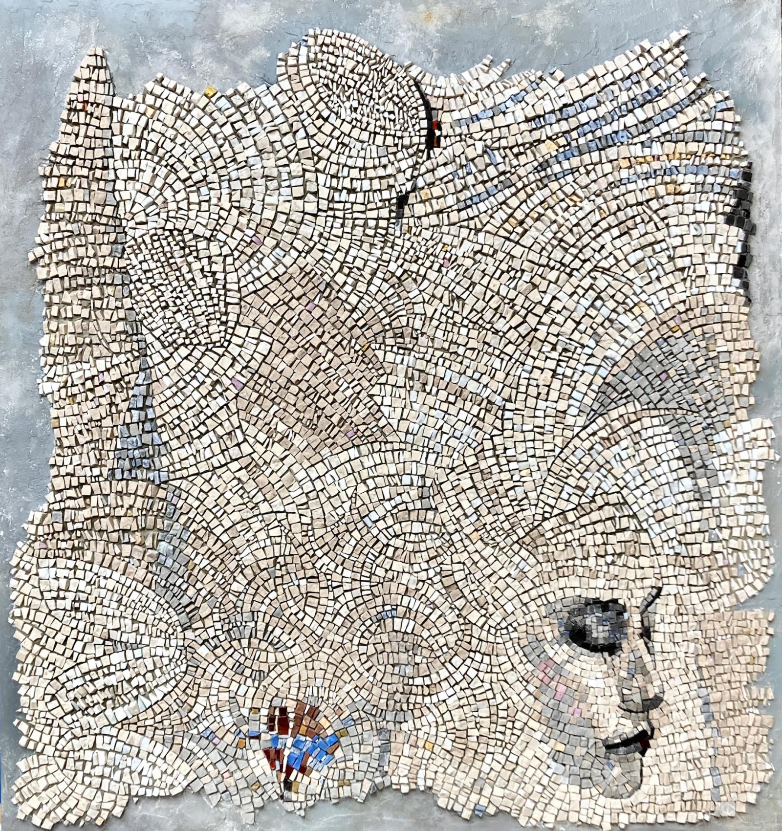 FRAGILE, techniques mixtes, mosaïque et peinture, modern mosaic