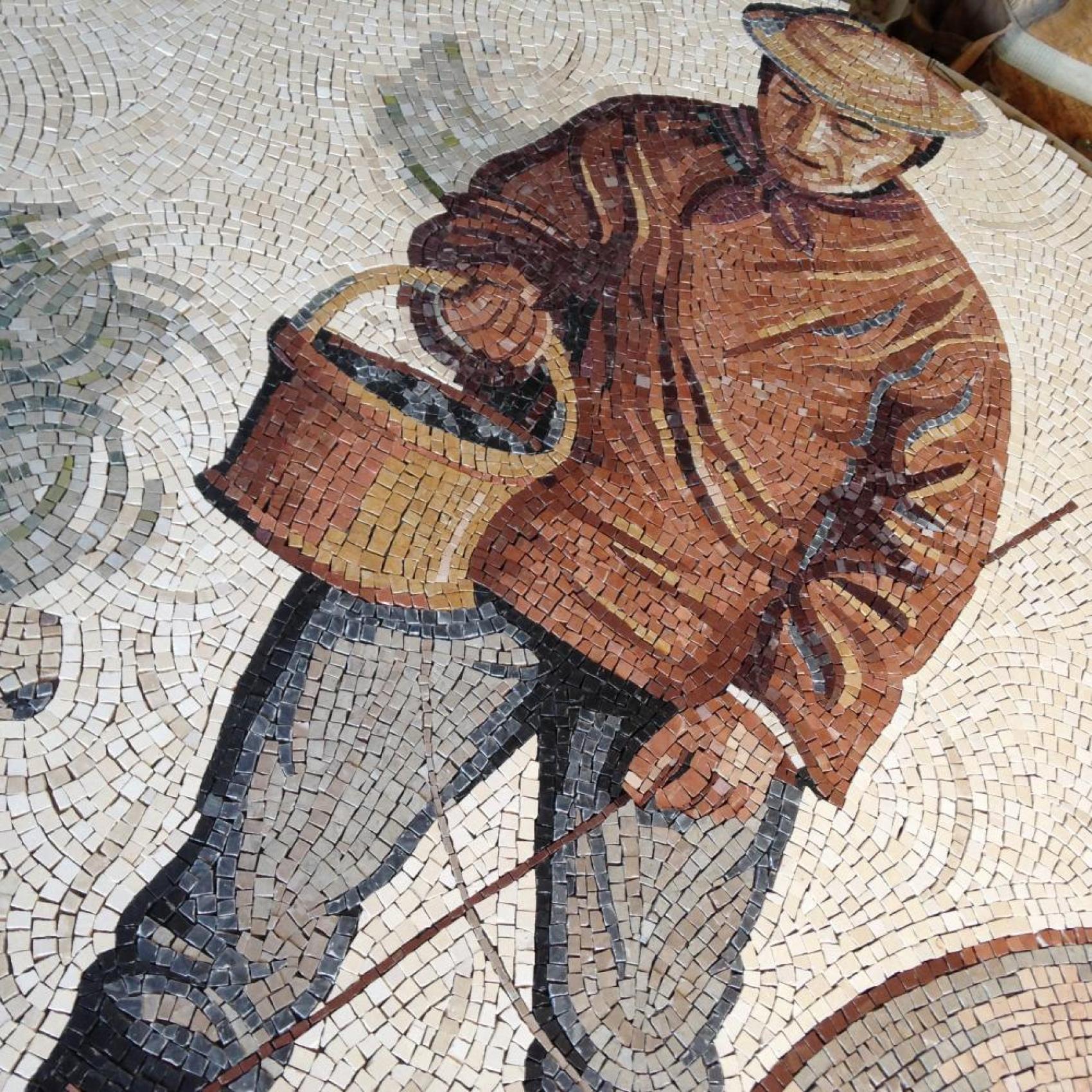 Décoration mosaïque de sol, pavement, musée de la truffe